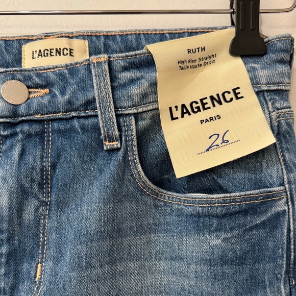 NWT | L' agence Ruth Straight Leg high rise fray hem jeans | SZ 26 | Designer - Picture 6 of 13